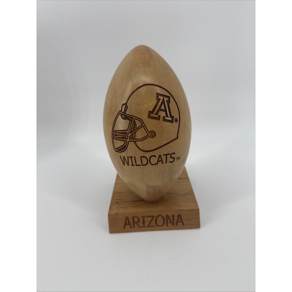 Arizona Wildcats Wooden Football Desktop Trophy Engraved NCAA Decor 8 Inch - Picture 2 of 10